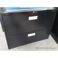 Staples Black 2 Drawer Lateral File Cabinet, Locking